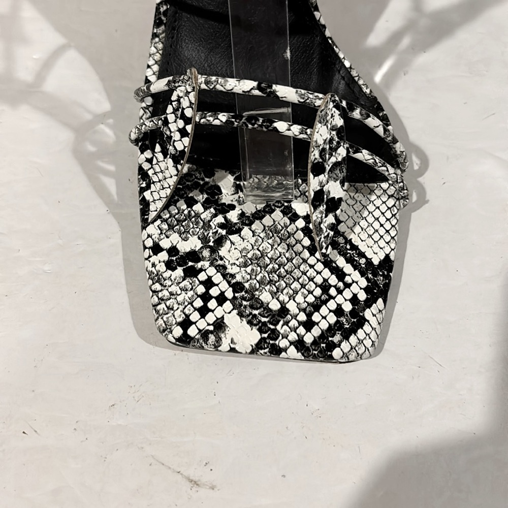 EGO Black and White Snakeskin Strappy Stiletto Heels - Size 7 - Picture 4 of 7